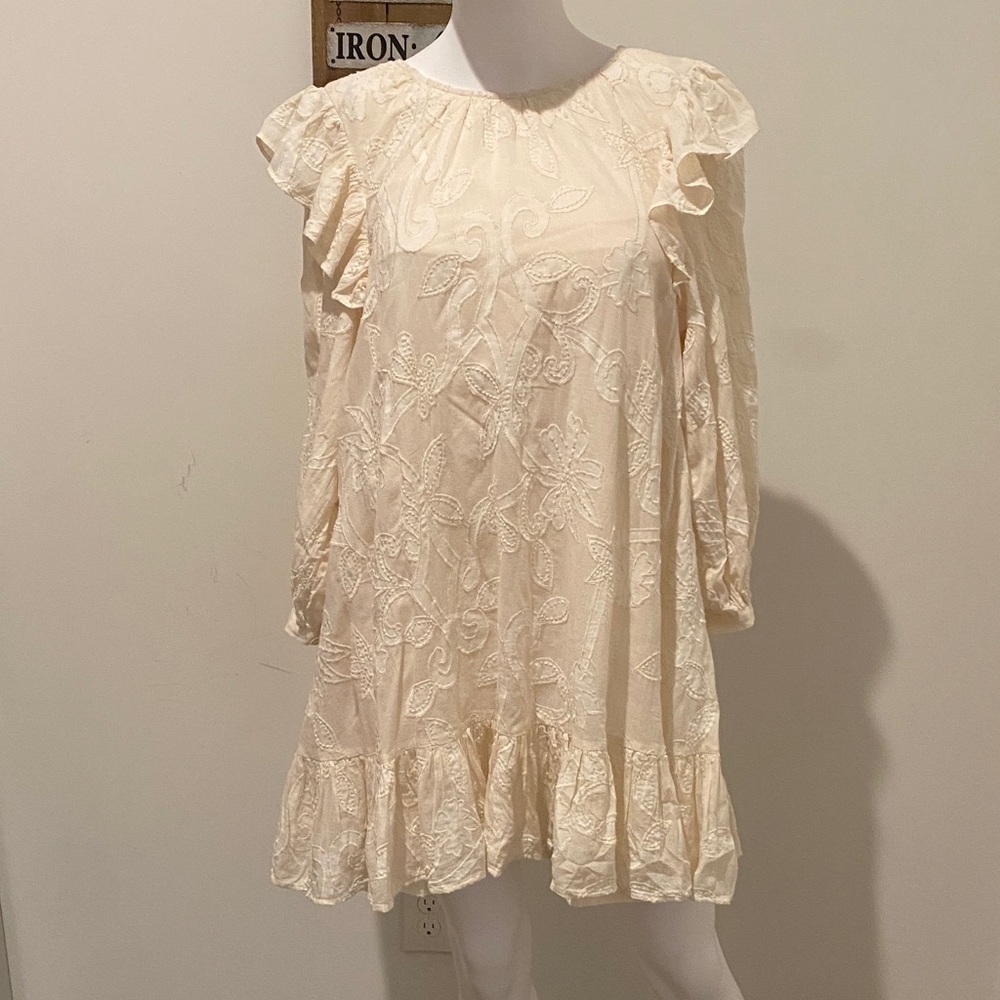 Cleobella Ivory Embroidered Long Sleeve Dress